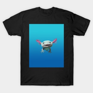 Axolot Smiling Swimming in Caribbean Blue Water T-Shirt